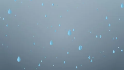 Blue raindrops falling straight down on a grey rainy day Stock Footage 348619605