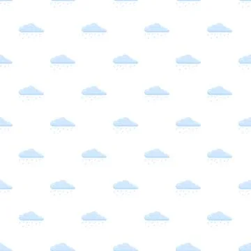Blue raining clouds seamless weather pattern background Stock Illustration