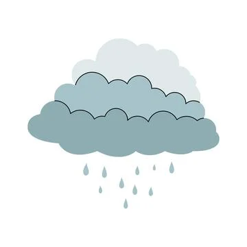 Blue rainy cloud with falling water drops vector illustration Illustrazione stock