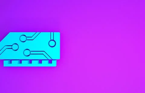 Blue RAM, random access memory icon isolated on purple background. Minimalism Stock Illustration
