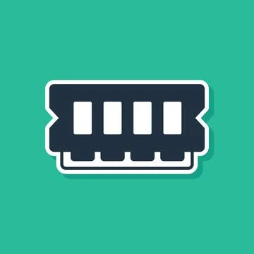 Blue RAM, random access memory icon isolated on green background. Vector イラスト素材