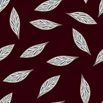 Blue random geometric leaf seamless pattern in contrast colors. Dark brown ba Illustrazione stock