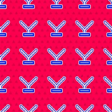 Blue Rapper chain icon isolated seamless pattern on red background. Vector Stock Illustration