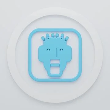 Blue Rapper icon isolated on white background. Minimalism concept. 3D rende.. Stock Illustration