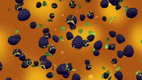 Blue Raspberries Falling In Slow Motion. Stock Footage 279682955