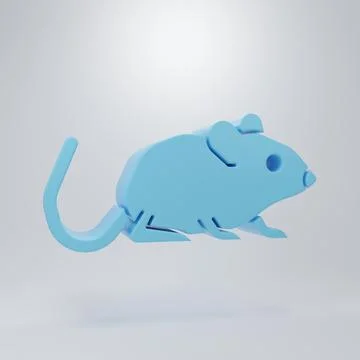 Blue Rat icon isolated on grey background. Mouse sign. Animal symbol. Minim.. Stock Illustration