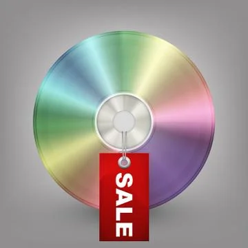 Blue-ray, DVD or CD disc with label sale. Vector illustration Stock Illustration