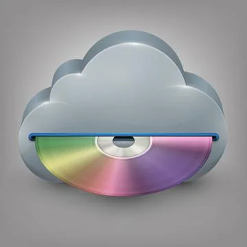 Blue-ray, DVD or CD disc with cloud Stock Illustration