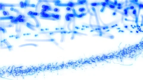 Blue ray spreading from tiny particles across the screen, white background,.. Stock Footage 250627039