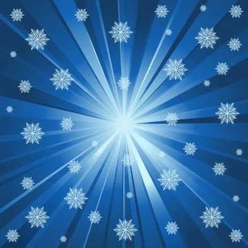 Blue rays and snowflakes Illustrazione stock