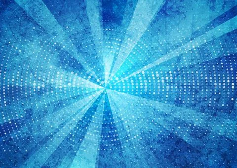 Blue rays grunge abstract geometric background with dots Illustrazione stock