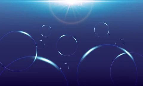 Blue rays with lens flare. bright circle light. Stock Illustration