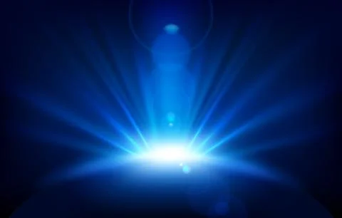 Blue Rays with Lens Flare, Vector Illustration Stock Illustration