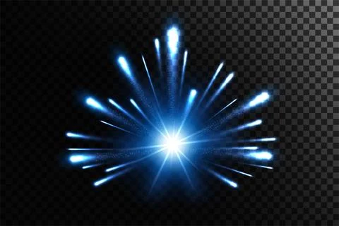 Blue Rays with Particle Explosion, Vector Illustration Stock Illustration