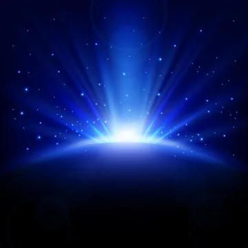 Blue Rays rising background with sparkles, Vector Illustration Stock Illustration
