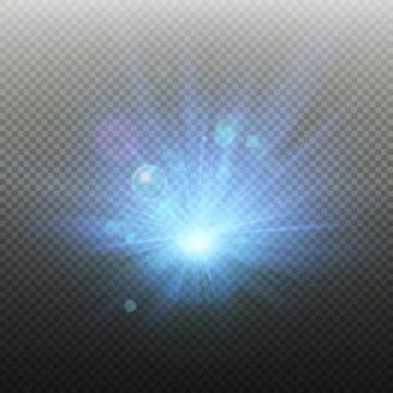 Blue Rays rising on dark transparent background. Product advertising template Illustrazione stock
