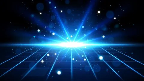 Blue Rays Rising on Horizon Background. Suitable For Product Advertising, P.. Stock Illustration