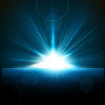 Blue Rays Rising From Horizon, Vector Illustration Illustrazione stock