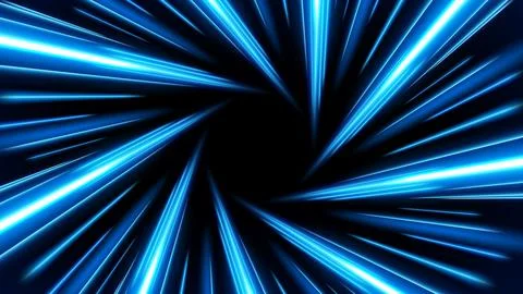 Blue Rays Zoom in Motion Effect, Swirl Light Color Trails, Vector Illustratio Illustrazione stock