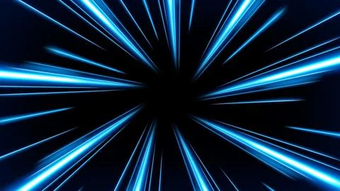 Blue Rays Zoom in Motion Effect, Swirl Light Color Trails, Vector Illustratio Stock Illustration