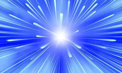 Blue rays zoom in motion effect, speed light color trails. shiny light. Stock Illustration