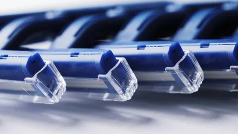 Blue razors, close-up. Sharp blades of razors. Stock Footage 318840994