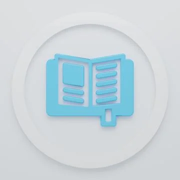 Blue Reading book icon isolated on white background. Minimalism concept. 3D.. Stock Illustration