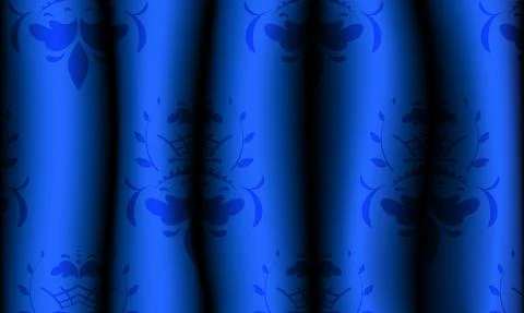Blue realistic curtain with a pattern. Vector illustration. Stock Illustration