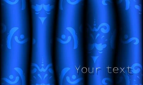 Blue realistic curtain with a pattern. Vector illustration. Stock Illustration