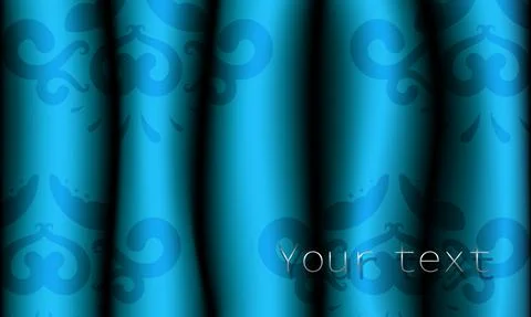 Blue realistic curtain with a pattern. Vector illustration. Stock Illustration