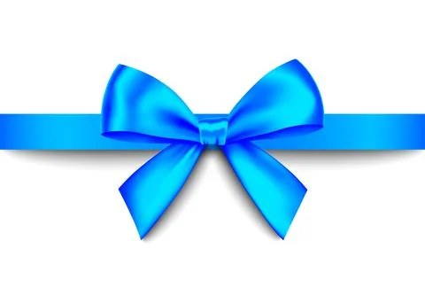 Blue  realistic gift bow with horizontal  ribbon. Stock Illustration