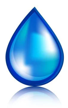 Blue realistic vector water drop isolated on white background. Stock Illustration