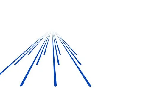 Blue receding lines on white, perspective depth concept, illustation イラスト素材