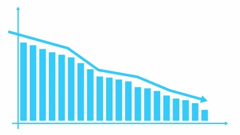 Blue recession chart 2 white Stock Footage 195215274