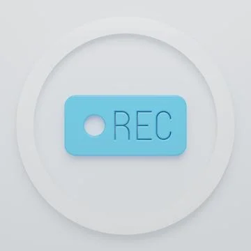 Blue Record button icon isolated on white background. Rec button. Minimalis.. Illustrazione stock