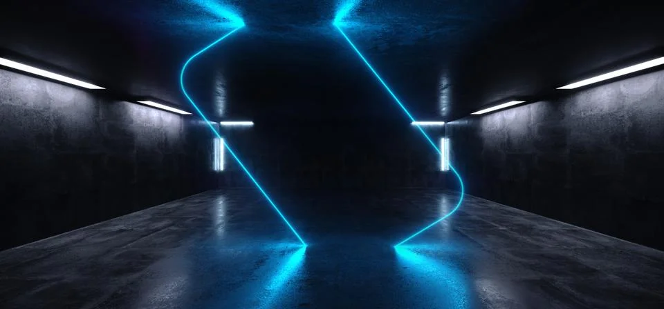 Blue Rectangle Frame Neon Laser Background Futuristic Sci Fi Alien Spaceship  스톡 일러스트