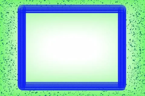 Blue rectangle plaque frame on green with place for text Illustrazione stock