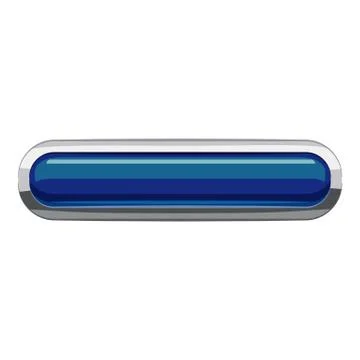 Blue rectangular button icon, cartoon style Illustrazione stock