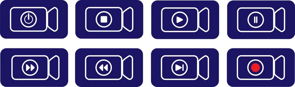 Blue rectangular button to indicate the functions of the video device Stockillustratie