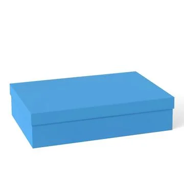 Blue rectangular cardboard box with a closed lid, realistic icon. Stock Illustration