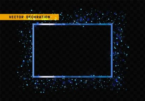 Blue rectangular frame isolated on transparent background 库存插图