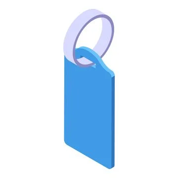 Blue rectangular label hanging with ring isometric icon Stockillustratie