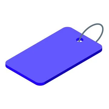 Blue rectangular label with string showing isometric projection 스톡 일러스트