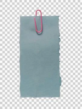 Blue rectangular paper note attached with a small red metal paperclip Фото