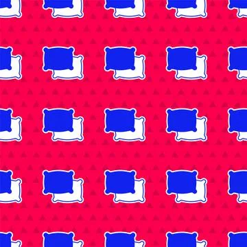 Blue Rectangular pillow icon isolated seamless pattern on red background Illustrazione stock