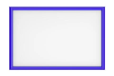 Blue Rectangular Plastic Picture Frame Isolated on White Background 3D Illust Stock Illustration
