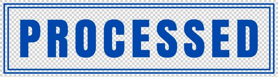 Blue Rectangular PROCESSED Stamp Badge Isolated on Transparent Background Stock Illustration