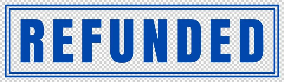 Blue Rectangular REFUNDED Stamp Badge Isolated on Transparent Background Stock Illustration