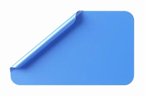 Blue rectangular shaped sticker curled from the corner isolated on a white ba Stock Illustration