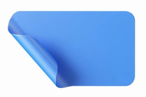 Blue rectangular shaped sticker curled from the corner isolated on a white ba Stock Illustration